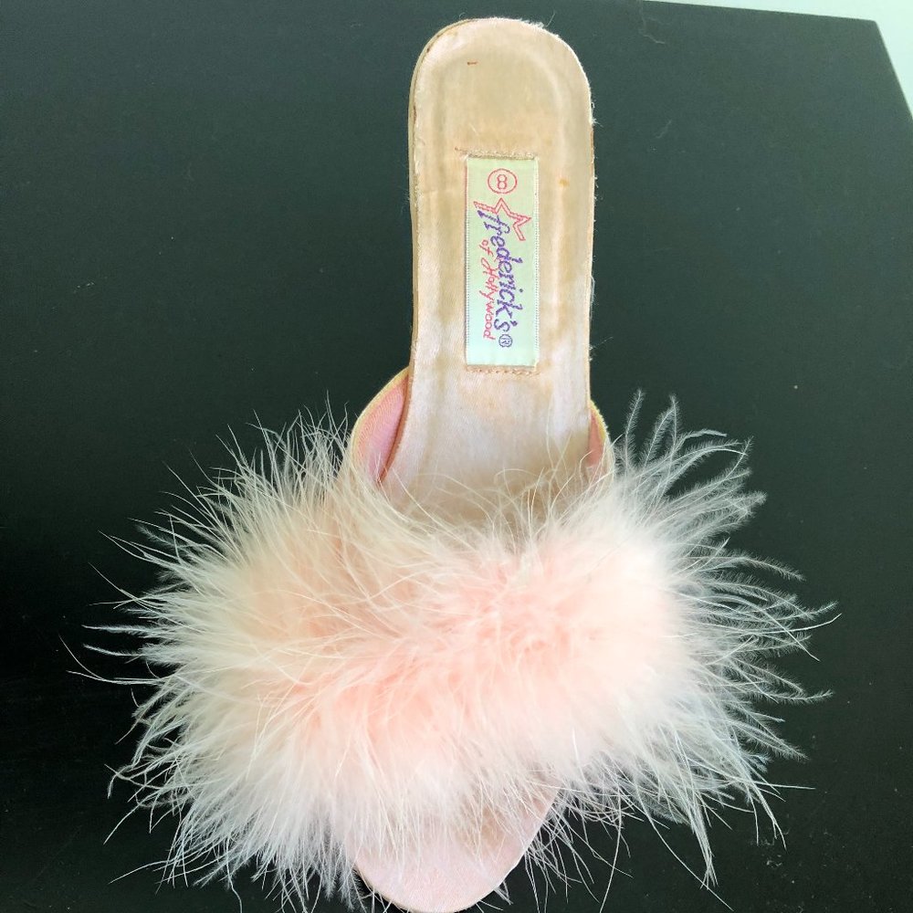 Frederick's of Hollywood Pink Boa silk heel shoes